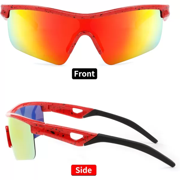 FEISEDY Kids Teens Baseball Polarized Sunglasses Sports TR90 Frame Boys Girls Cycling B2454Spot Red