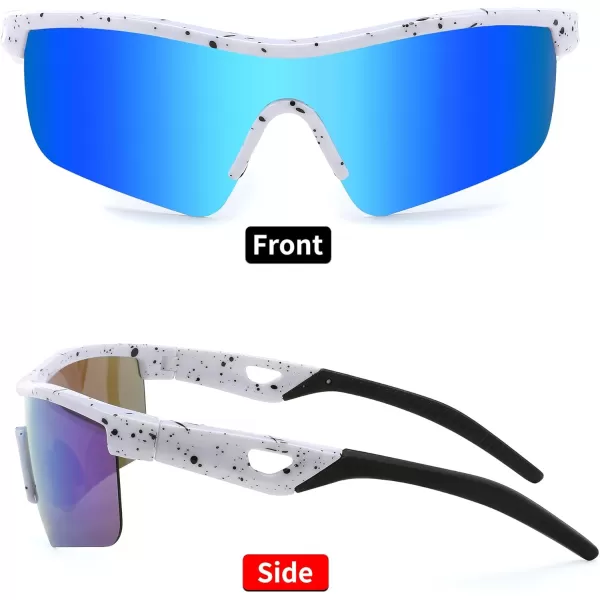 FEISEDY Kids Teens Baseball Polarized Sunglasses Sports TR90 Frame Boys Girls Cycling B2454Spot Whiteblue