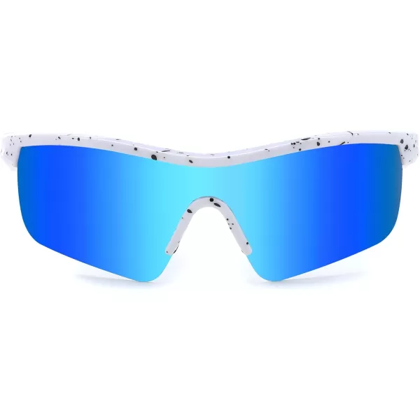 FEISEDY Kids Teens Baseball Polarized Sunglasses Sports TR90 Frame Boys Girls Cycling B2454Spot Whiteblue
