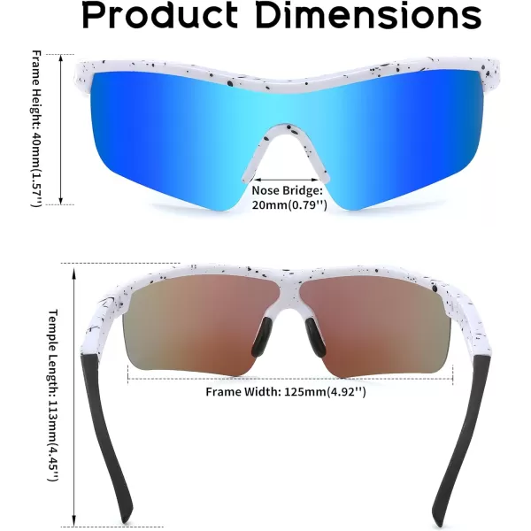 FEISEDY Kids Teens Baseball Polarized Sunglasses Sports TR90 Frame Boys Girls Cycling B2454Spot Whiteblue