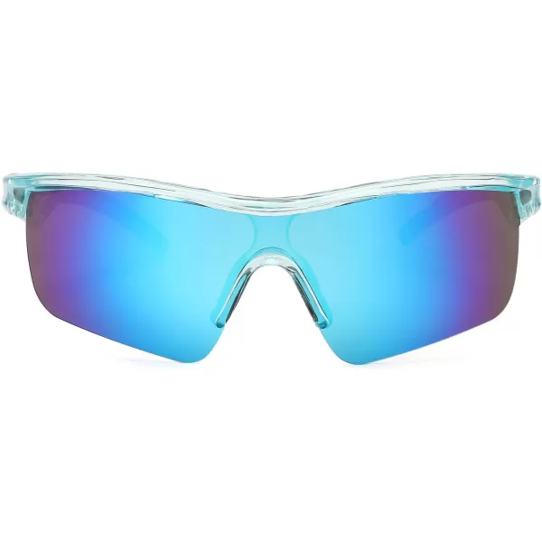 FEISEDY Kids Teens Baseball Polarized Sunglasses Sports TR90 Frame Boys Girls Cycling B2454Transparent Blueblue