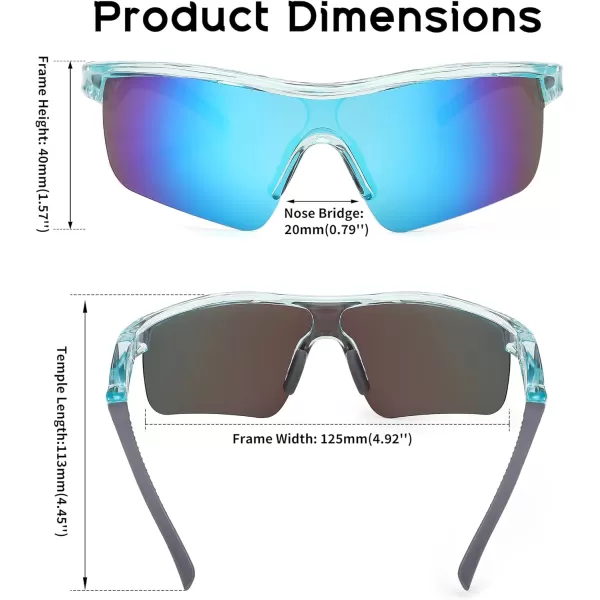 FEISEDY Kids Teens Baseball Polarized Sunglasses Sports TR90 Frame Boys Girls Cycling B2454Transparent Blueblue