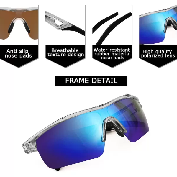 FEISEDY Kids Teens Baseball Polarized Sunglasses Sports TR90 Frame Boys Girls Cycling B2454Transparent Grayblue