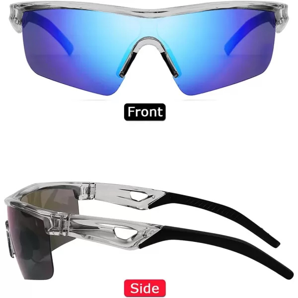 FEISEDY Kids Teens Baseball Polarized Sunglasses Sports TR90 Frame Boys Girls Cycling B2454Transparent Grayblue
