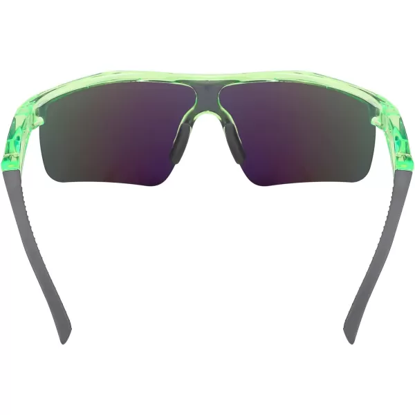 FEISEDY Kids Teens Baseball Polarized Sunglasses Sports TR90 Frame Boys Girls Cycling B2454Transparent Greengreen