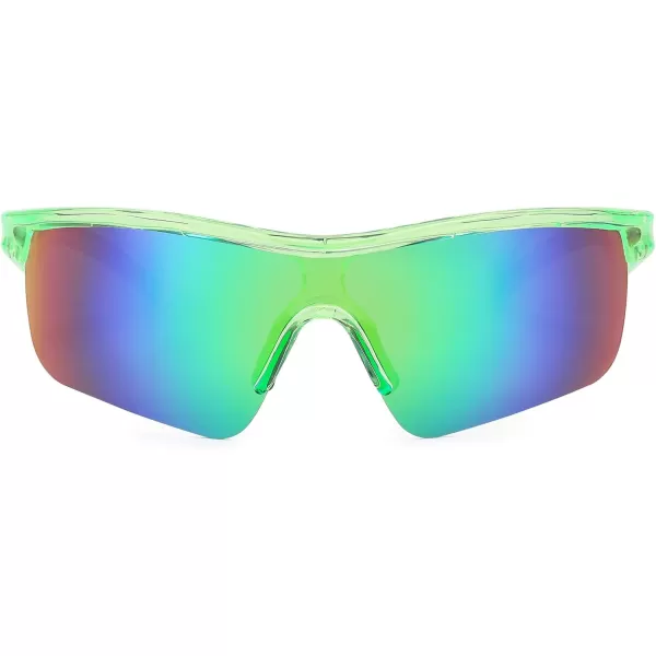 FEISEDY Kids Teens Baseball Polarized Sunglasses Sports TR90 Frame Boys Girls Cycling B2454Transparent Greengreen