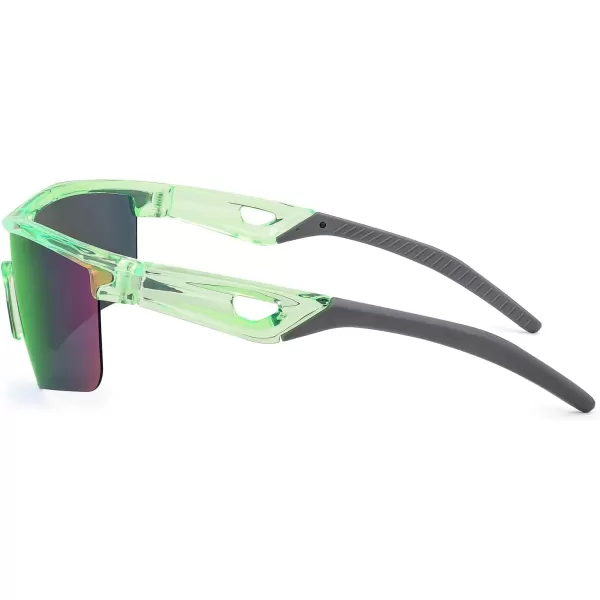 FEISEDY Kids Teens Baseball Polarized Sunglasses Sports TR90 Frame Boys Girls Cycling B2454Transparent Greengreen
