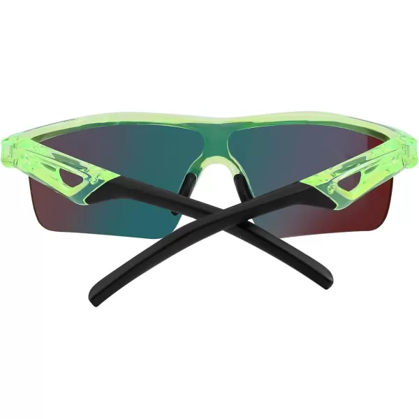FEISEDY Kids Teens Baseball Polarized Sunglasses Sports TR90 Frame Boys Girls Cycling B2454Transparent Greenred