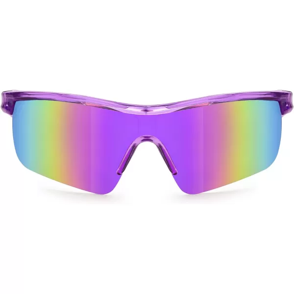 FEISEDY Kids Teens Baseball Polarized Sunglasses Sports TR90 Frame Boys Girls Cycling B2454Transparent Purplepurple