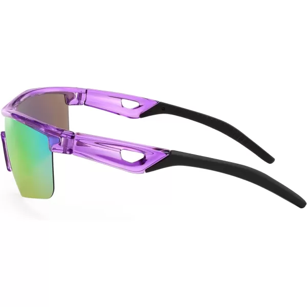 FEISEDY Kids Teens Baseball Polarized Sunglasses Sports TR90 Frame Boys Girls Cycling B2454Transparent Purplepurple