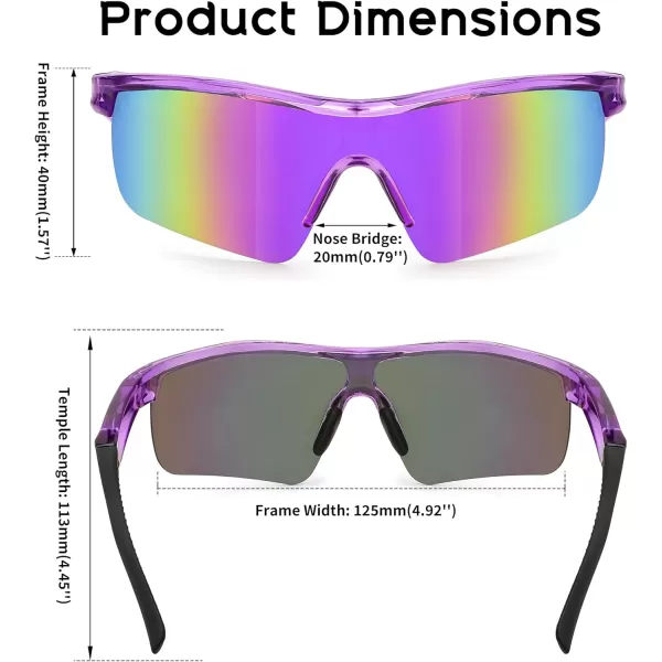 FEISEDY Kids Teens Baseball Polarized Sunglasses Sports TR90 Frame Boys Girls Cycling B2454Transparent Purplepurple