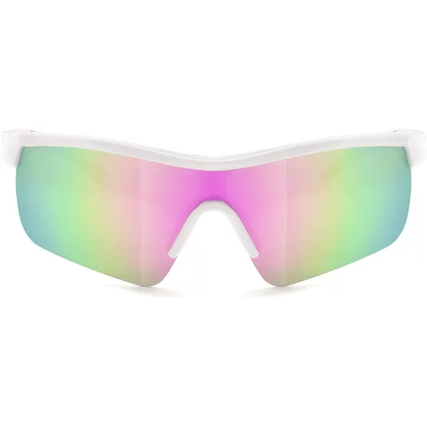FEISEDY Kids Teens Baseball Polarized Sunglasses Sports TR90 Frame Boys Girls Cycling B2454White Pink