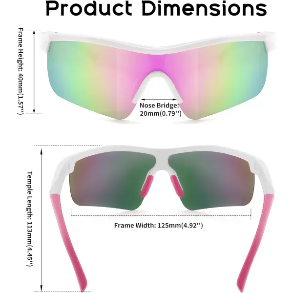 FEISEDY Kids Teens Baseball Polarized Sunglasses Sports TR90 Frame Boys Girls Cycling B2454White Pink