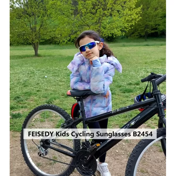 FEISEDY Kids Teens Baseball Polarized Sunglasses Sports TR90 Frame Boys Girls Cycling B2454Whiteblue