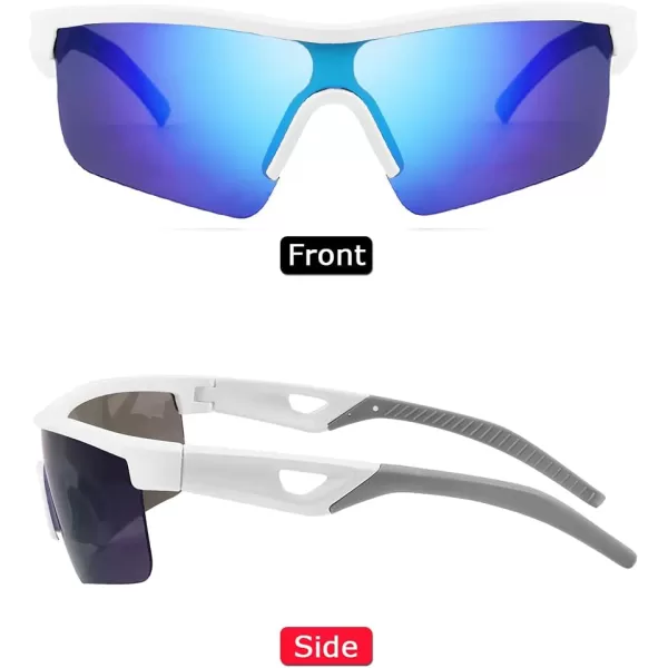 FEISEDY Kids Teens Baseball Polarized Sunglasses Sports TR90 Frame Boys Girls Cycling B2454Whiteblue