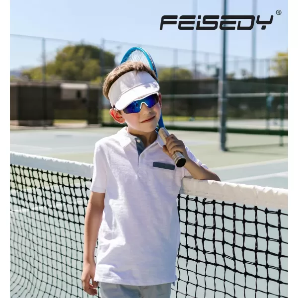 FEISEDY Kids Teens Baseball Polarized Sunglasses Sports TR90 Frame Boys Girls Cycling B2454Whiteblue