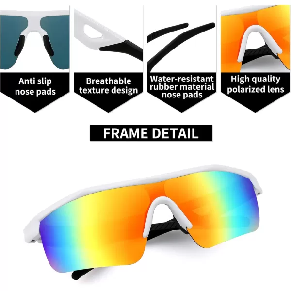 FEISEDY Kids Teens Baseball Polarized Sunglasses Sports TR90 Frame Boys Girls Cycling B2454Whitered