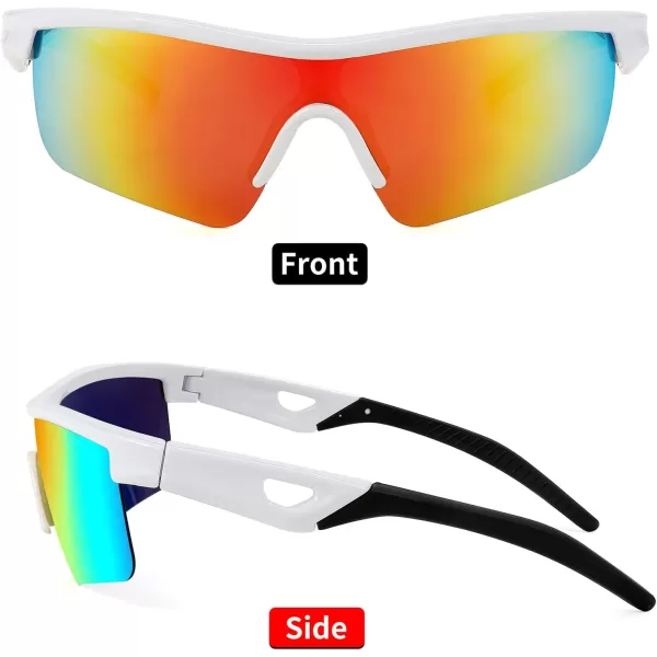 FEISEDY Kids Teens Baseball Polarized Sunglasses Sports TR90 Frame Boys Girls Cycling B2454Whitered