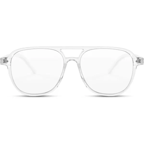 FEISEDY Lightweight Pilot Glasses Frame Blue Light Blocking Glasses Women Men Oversized Square Computer Glasses B2387Transparent