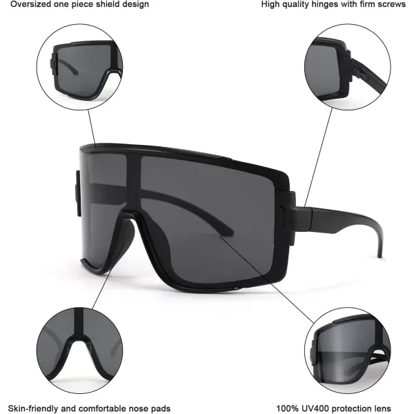 FEISEDY Men Women Sunglasses 80s Sport Cycling Baseball Glasses for Youth Teens Running Softball B4057Black