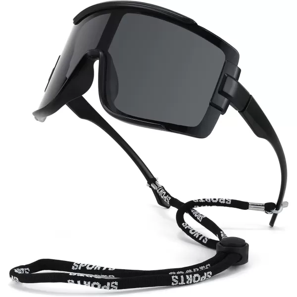 FEISEDY Men Women Sunglasses 80s Sport Cycling Baseball Glasses for Youth Teens Running Softball B4057Black
