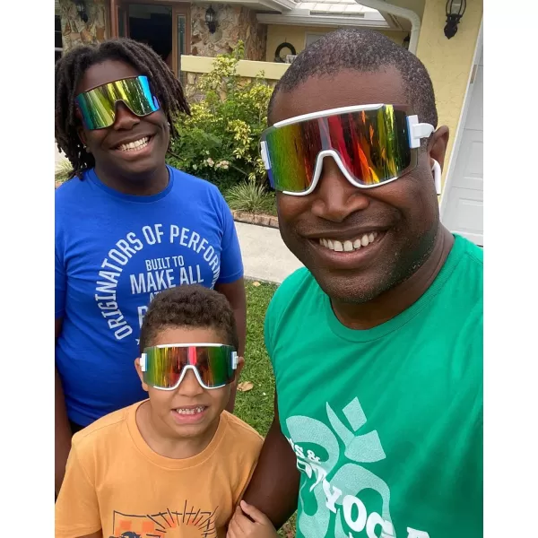 FEISEDY Men Women Sunglasses 80s Sport Cycling Baseball Glasses for Youth Teens Running Softball B4057Rainbow Mirror