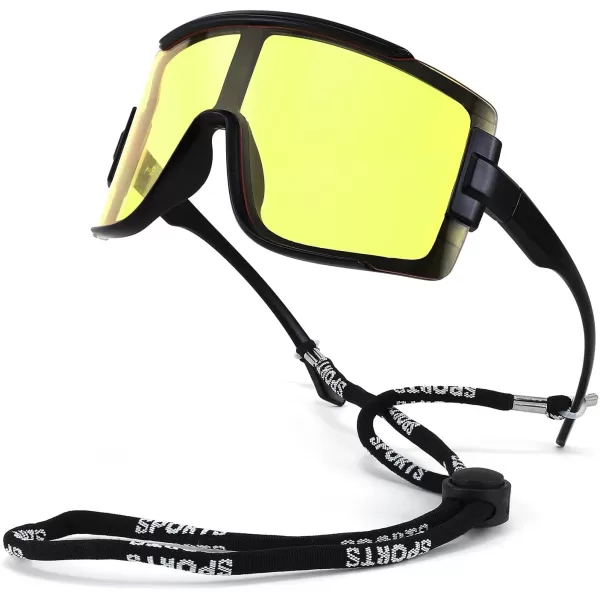 FEISEDY Men Women Sunglasses 80s Sport Cycling Baseball Glasses for Youth Teens Running Softball B4057Yellow