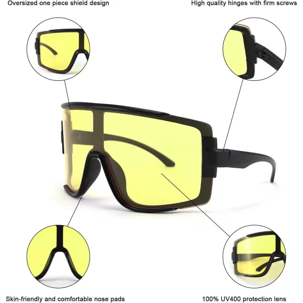 FEISEDY Men Women Sunglasses 80s Sport Cycling Baseball Glasses for Youth Teens Running Softball B4057Yellow