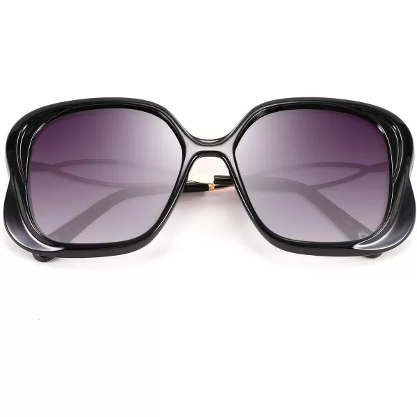 FEISEDY Oversized Butterfly Sunglasses for Women Fashion Charming Ladies Sunglass B2705Black