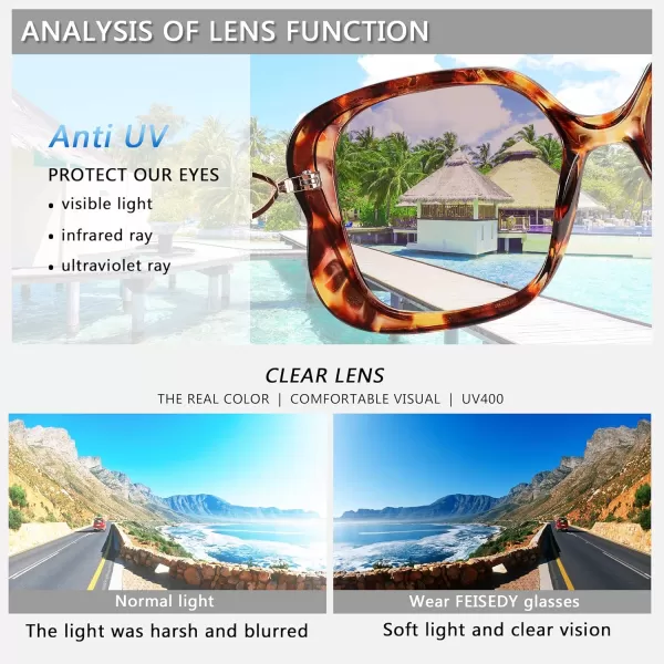 FEISEDY Oversized Butterfly Sunglasses for Women Fashion Charming Ladies Sunglass B2705Leopard