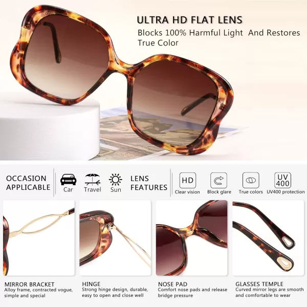 FEISEDY Oversized Butterfly Sunglasses for Women Fashion Charming Ladies Sunglass B2705Leopard