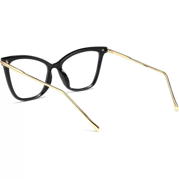 FEISEDY Oversized Cat Eye Glasses Frame Blue Light Blocking Eyewear for Women B2589001 Black
