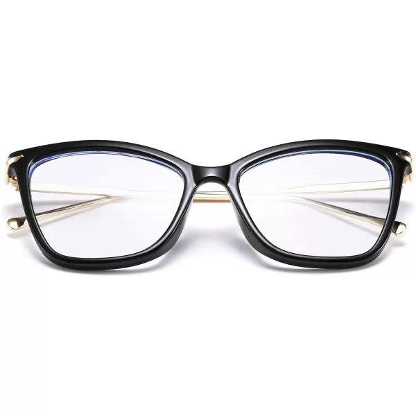 FEISEDY Oversized Cat Eye Glasses Frame Blue Light Blocking Eyewear for Women B2589001 Black