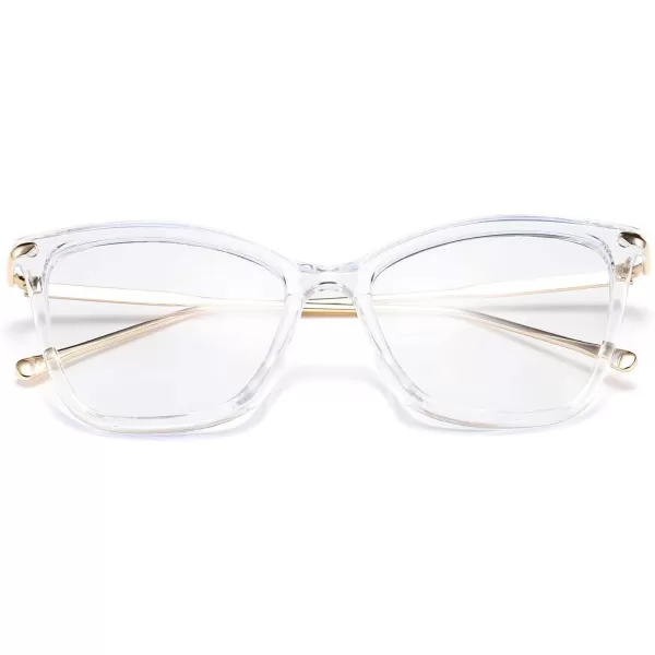 FEISEDY Oversized Cat Eye Glasses Frame Blue Light Blocking Eyewear for Women B2589004 Transparent