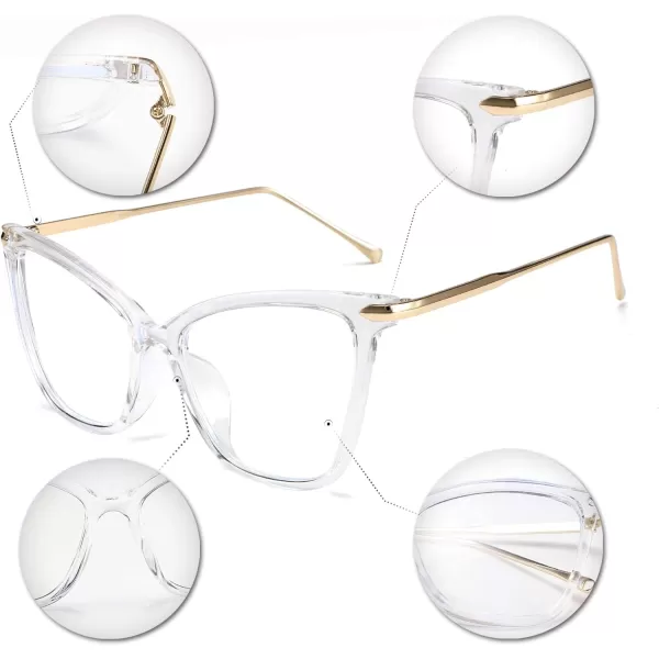 FEISEDY Oversized Cat Eye Glasses Frame Blue Light Blocking Eyewear for Women B2589004 Transparent