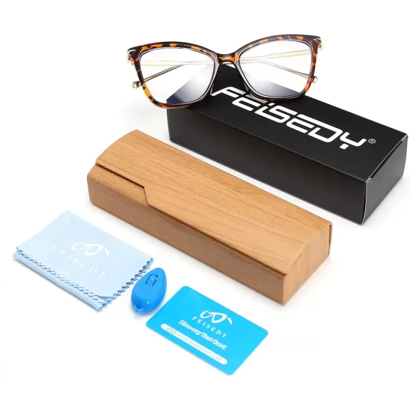 FEISEDY Oversized Cat Eye Glasses Frame Blue Light Blocking Eyewear for Women B2589005 Leopard
