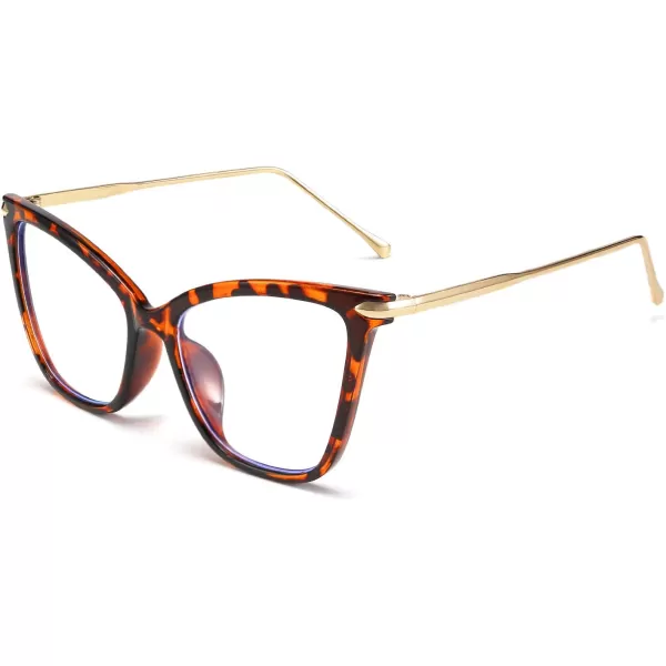 FEISEDY Oversized Cat Eye Glasses Frame Blue Light Blocking Eyewear for Women B2589005 Leopard