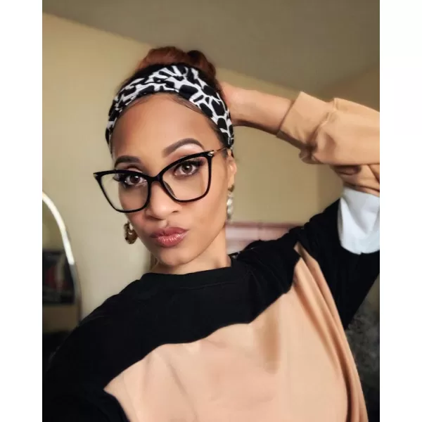 FEISEDY Oversized Cat Eye Glasses Frame with Clear Lenses Eyewear for Women B2460Blackleopard