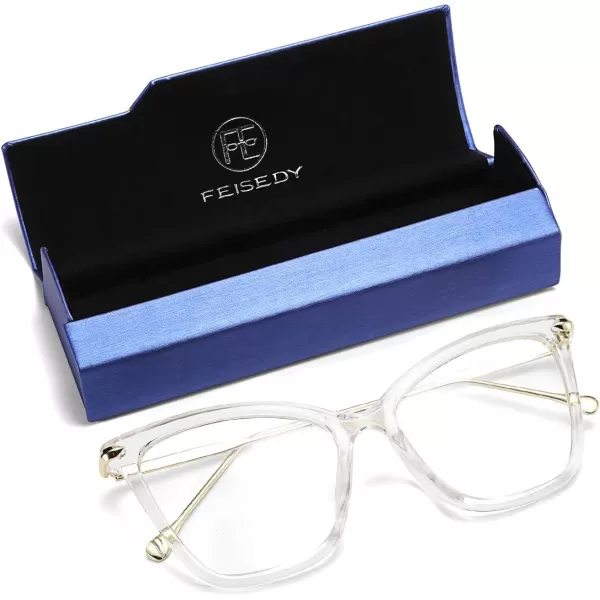 FEISEDY Oversized Cat Eye Glasses Frame with Clear Lenses Eyewear for Women B2460Clear