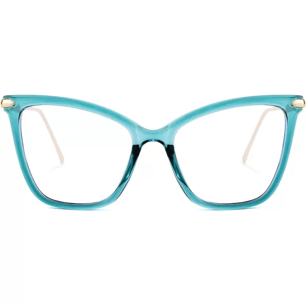 FEISEDY Oversized Cat Eye Glasses Frame with Clear Lenses Eyewear for Women B2460Lake Blue