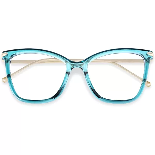 FEISEDY Oversized Cat Eye Glasses Frame with Clear Lenses Eyewear for Women B2460Lake Blue