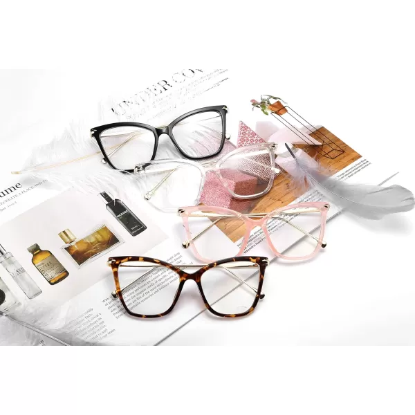 FEISEDY Oversized Cat Eye Glasses Frame with Clear Lenses Eyewear for Women B2460Leopard