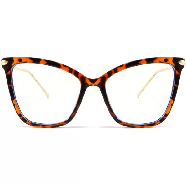 FEISEDY Oversized Cat Eye Glasses Frame with Clear Lenses Eyewear for Women B2460Leopard