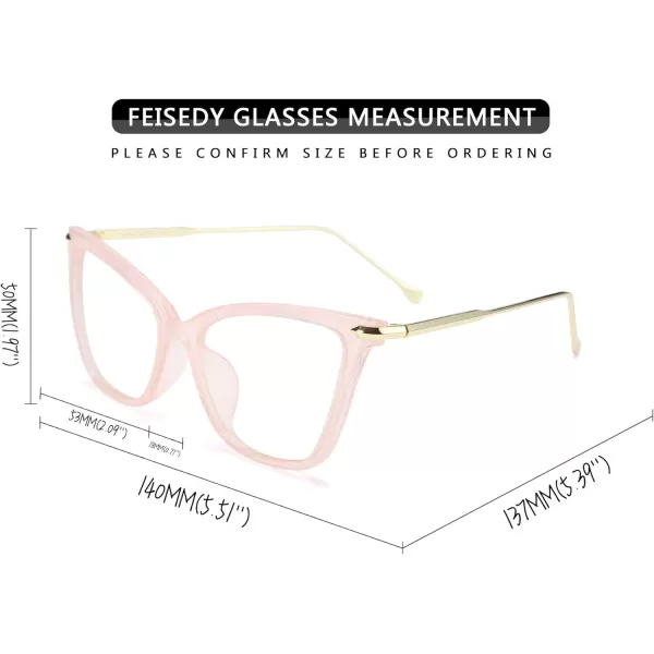 FEISEDY Oversized Cat Eye Glasses Frame with Clear Lenses Eyewear for Women B2460Pink