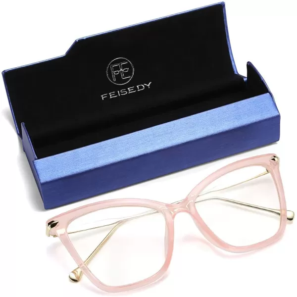 FEISEDY Oversized Cat Eye Glasses Frame with Clear Lenses Eyewear for Women B2460Pink