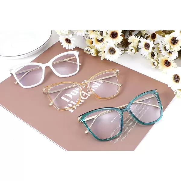 FEISEDY Oversized Cat Eye Glasses Frame with Clear Lenses Eyewear for Women B2460White