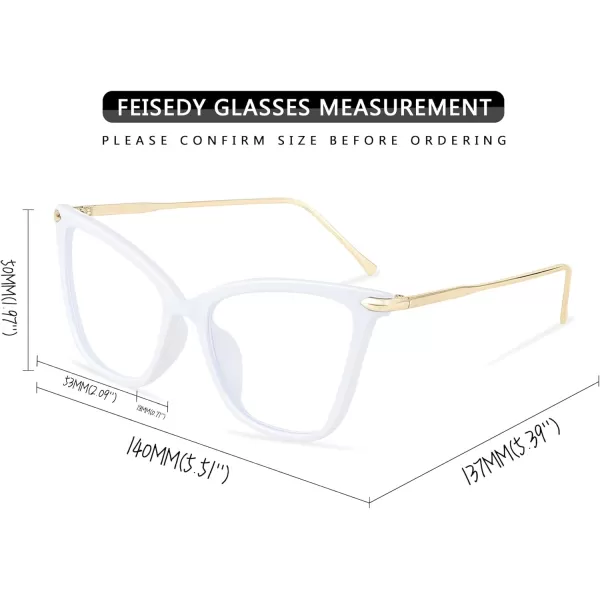 FEISEDY Oversized Cat Eye Glasses Frame with Clear Lenses Eyewear for Women B2460White