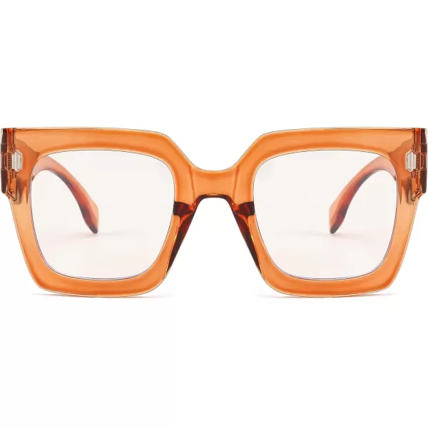 FEISEDY Oversized Square Blue Light Blocking Glasses Vintage Womens Luxury Big Fashion Eyewear B9100Yellow 001