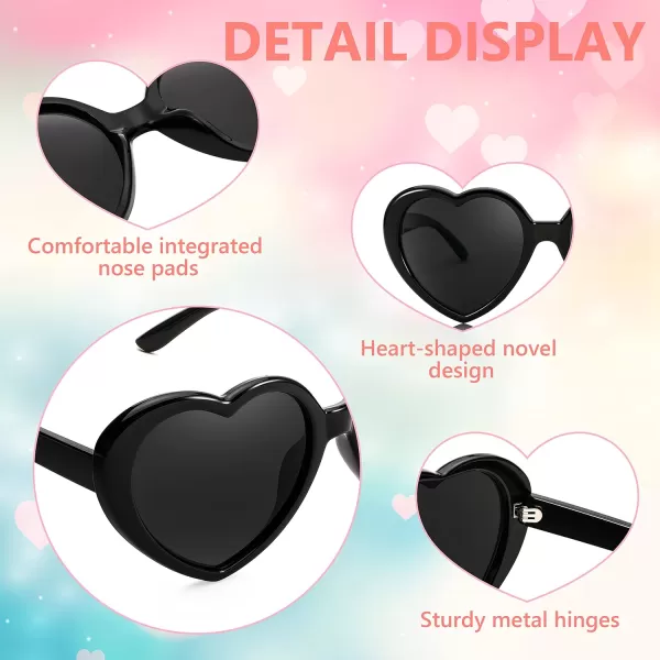 FEISEDY Polarized Heart Shaped Sunglasses Oversized Vintage Fashion Love Eyeglasses for Women UV400 B2337Black Frame  Grey Lens
