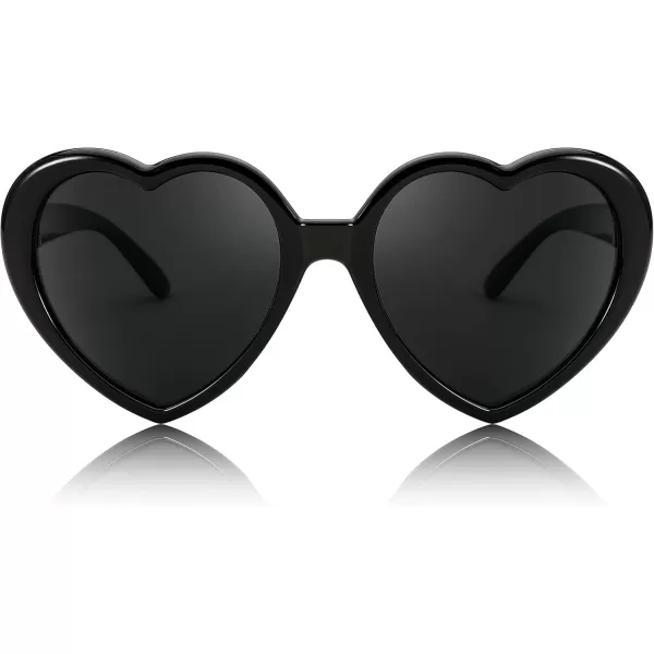 FEISEDY Polarized Heart Shaped Sunglasses Oversized Vintage Fashion Love Eyeglasses for Women UV400 B2337Black Frame  Grey Lens
